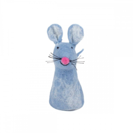 Vilten figuur - muis blauw/paars