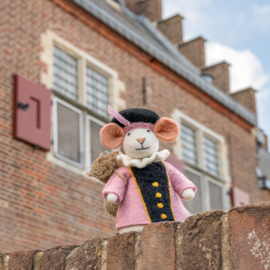 Vilten decoratie muis "Pietermuis" - lichtroze