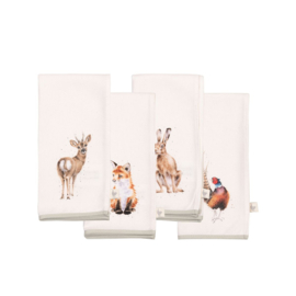 Wrendale - Cotton Napkins  "Woodland" - set van 4