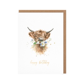 Wrendale card "Daisy Coo" - "happy birthday" - hooglander