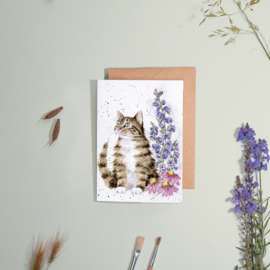 Wrendale greeting card - "Whiskers and Wildflowers" - kat