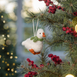 Vilten hanger gans met sjaal - lichtgroen