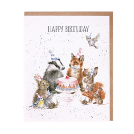 Wrendale greeting card "Happy Birthday" - woodland party