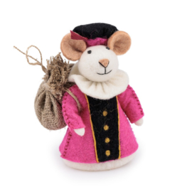 Vilten decoratie muis "Pietermuis" - fuchsia