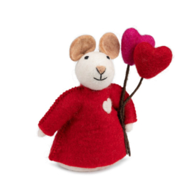 Vilten decoratie muis - Love is in the Air