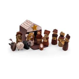 Vilten kerststal - bruin