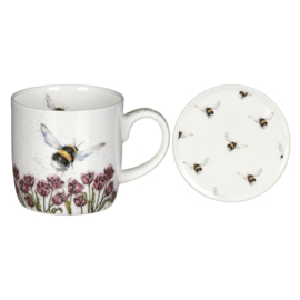 Wrendale Royal Worcester mug & coaster "Flight of the Bumblebee"