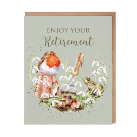 Wrendale greeting card "Enjoy Your Retirement" - roodborstje