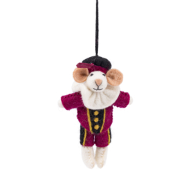 Vilten decoratie hanger "Pietermuis" - cyclaam