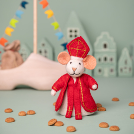 Vilten decoratie muis "Sintermuis" - Sint