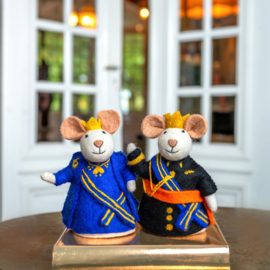 Vilten decoratie muis - Koning & Koningin - per set