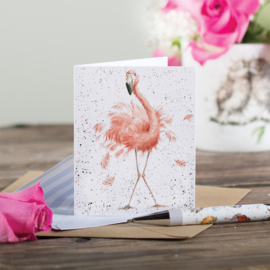 Wrendale mini card "Pretty in Pink" - flamingo