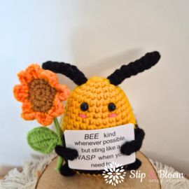 XL Geluksknuffeltje Positive Bee - hommel met bloem