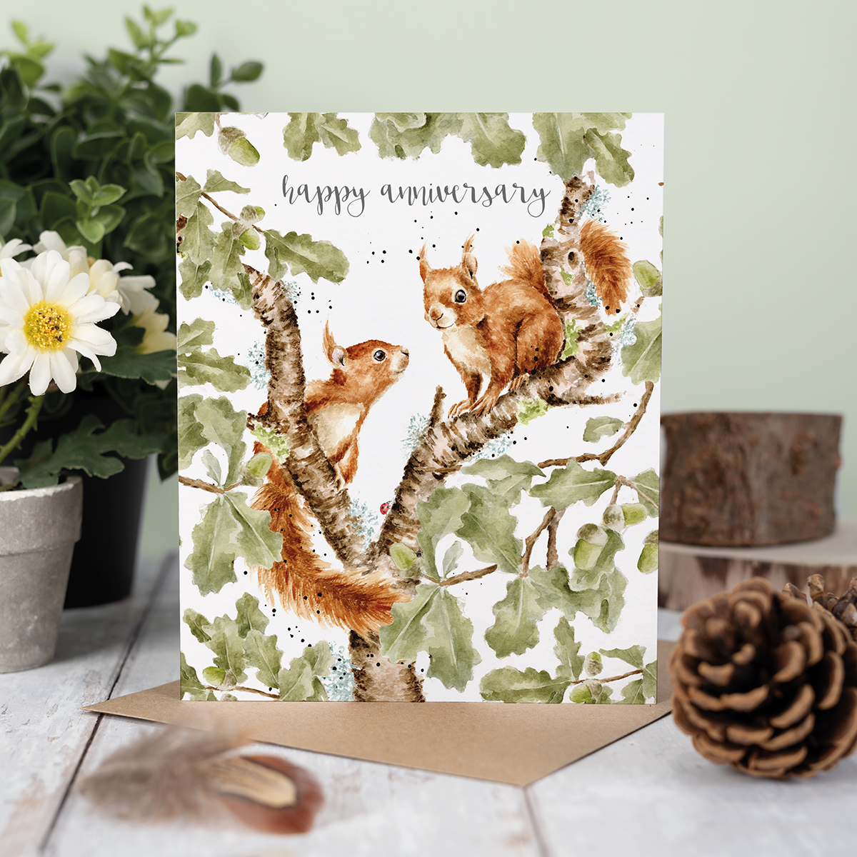 Wrendale greeting card "Happy Anniversary" - eekhoorn