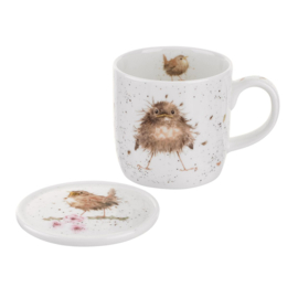 Wrendale Royal Worcester mug & coaster "Flying the Nest"