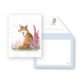 Wrendale mini card "Foxgloves" - vosje