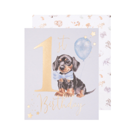 Wrendale greeting card "1st Birthday" - puppy