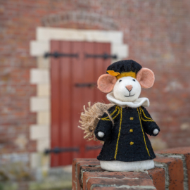 Vilten decoratie muis "Hoofdpiet" - Pietermuis