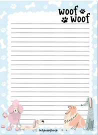 Only happy things A5 notepad - Woof Woof - dogs