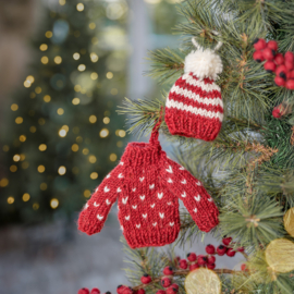 Vilten hanger - muts pompom - rood