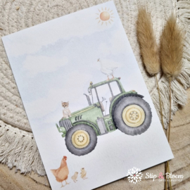 Appeloogje ansichtkaart - Tractor