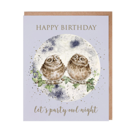 Wrendale greeting card "Party Owl Night" - uil