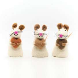 Vilten figuur - muis met hart - per stuk