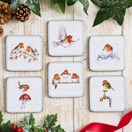 Wrendale Christmas Coasters "Festive Friends" - set van 6