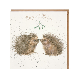 Wrendale Christmas card - "Hogs & Kisses"