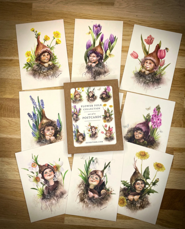 Iris Esther ansichtkaartenset - Flower Folk Box
