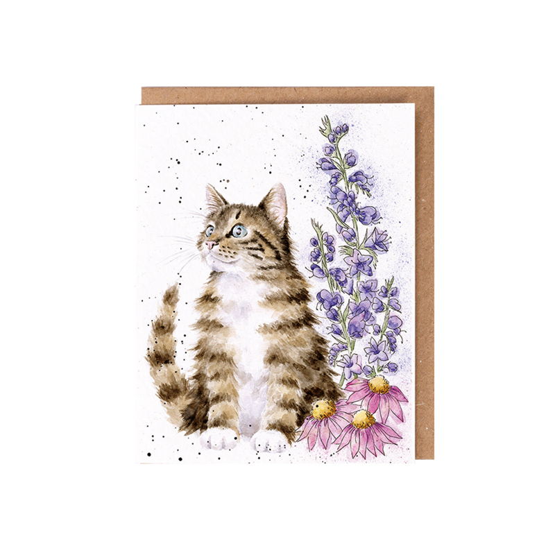 Wrendale greeting card - "Whiskers and Wildflowers" - kat