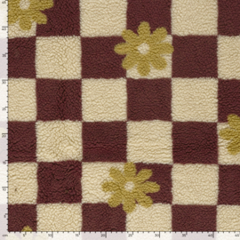 Teddy -  Blocks  & Flowers  - Ecru Bordeaux  Yellow