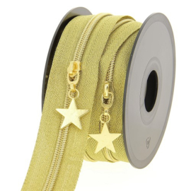 Rits - Goud - Ster  ( wordt verkocht per 30 cm met 1 trekker )
