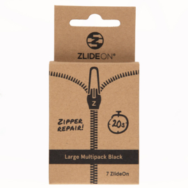 ZlideOn - Multipack  7 Metalen en Kunststof Ritstrekker - Zwart