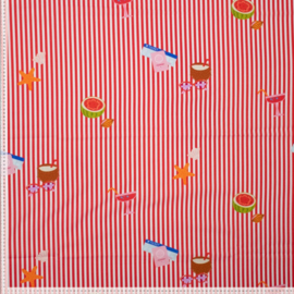 Katoen Poplin Print - Ilja - Summer Vibes - Stripes - Red