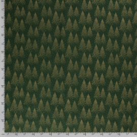 Katoen Print Kerst - Denneboom  - Groen