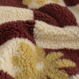 Teddy -  Blocks  & Flowers  - Ecru Bordeaux  Yellow