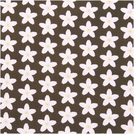 Rico Design - Katoen Poplin Olijfgroen  - Sakura Bloem