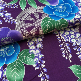 Japanese Cotton Floral Print - Fuji no Hana - Purple