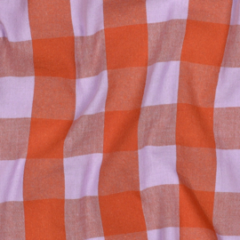 Verhees Katoen - Garengeverfd - Ruit - Lavendel Oranje