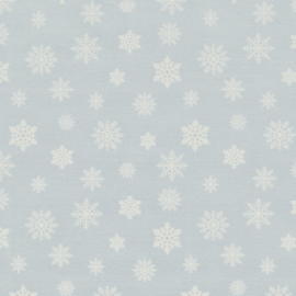 Decostof | Double Face | Kerst - IJssterren - Lichtblauw - Glitter Zilver