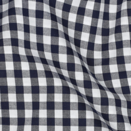 Verhees textiles - Poplin - Katoen Ruit -M | navy