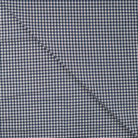 Katoen Seersucker - Ruit - Navy