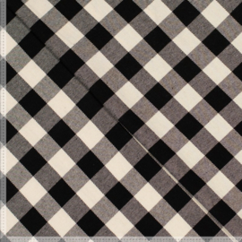 Katoen Print Flannel - Checks - Black Ecru