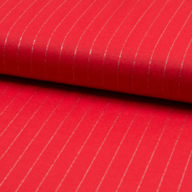 Viscose met lurex pinstripe | Rood  - Zilver