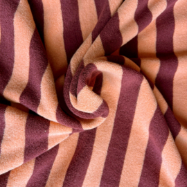 Badstof Stretch - Bamboo Katoen - Streep - Orange Bordeaux