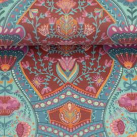 Swafing - Boho Velvet by Bienvenido Colorido - Geometric Flower - Blue Pink