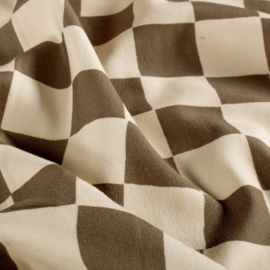 French Terry Organic   - Checks   - Brown Beige