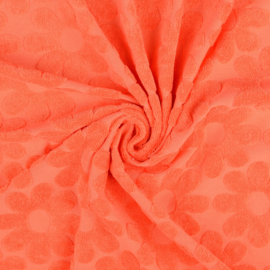 Stretch Badstof - Bloemen Retro - Orange