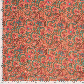 katoen Print - Voile - Batik  -  Flowers   - Peach